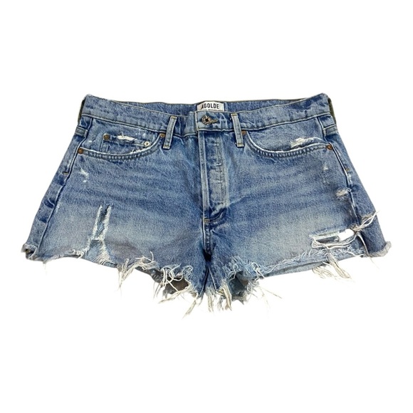 AGOLDE Parker Denim Jean Shorts 100% Cotton Sz 30 Medium Rinse - Picture 1 of 6